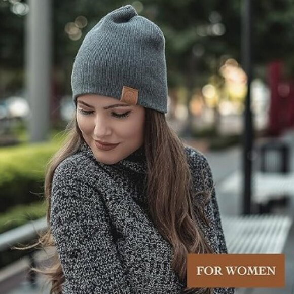 BE SPARKLE Grey Unisex Cotton Winter Skull Cap Warm Stretch Soft Beanie Hat OS - Picture 3 of 8